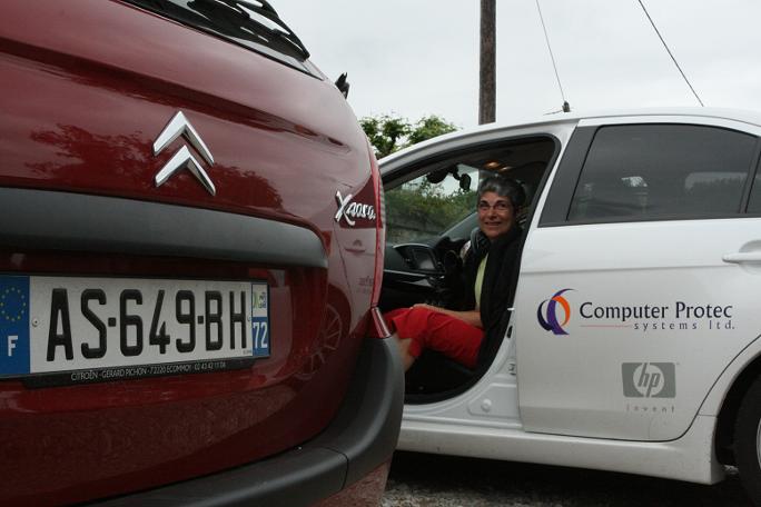 old french lady in car